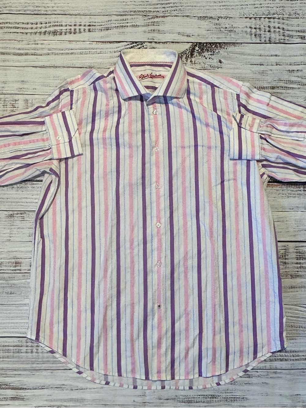 Robert Graham Men's Pink & Purple Stripe Dress Shirt